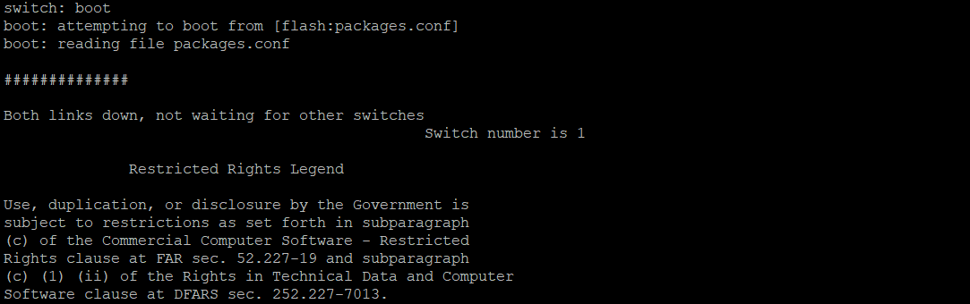 Catalyst 9200 booting from flash:packages.conf with the startup configuration ignored